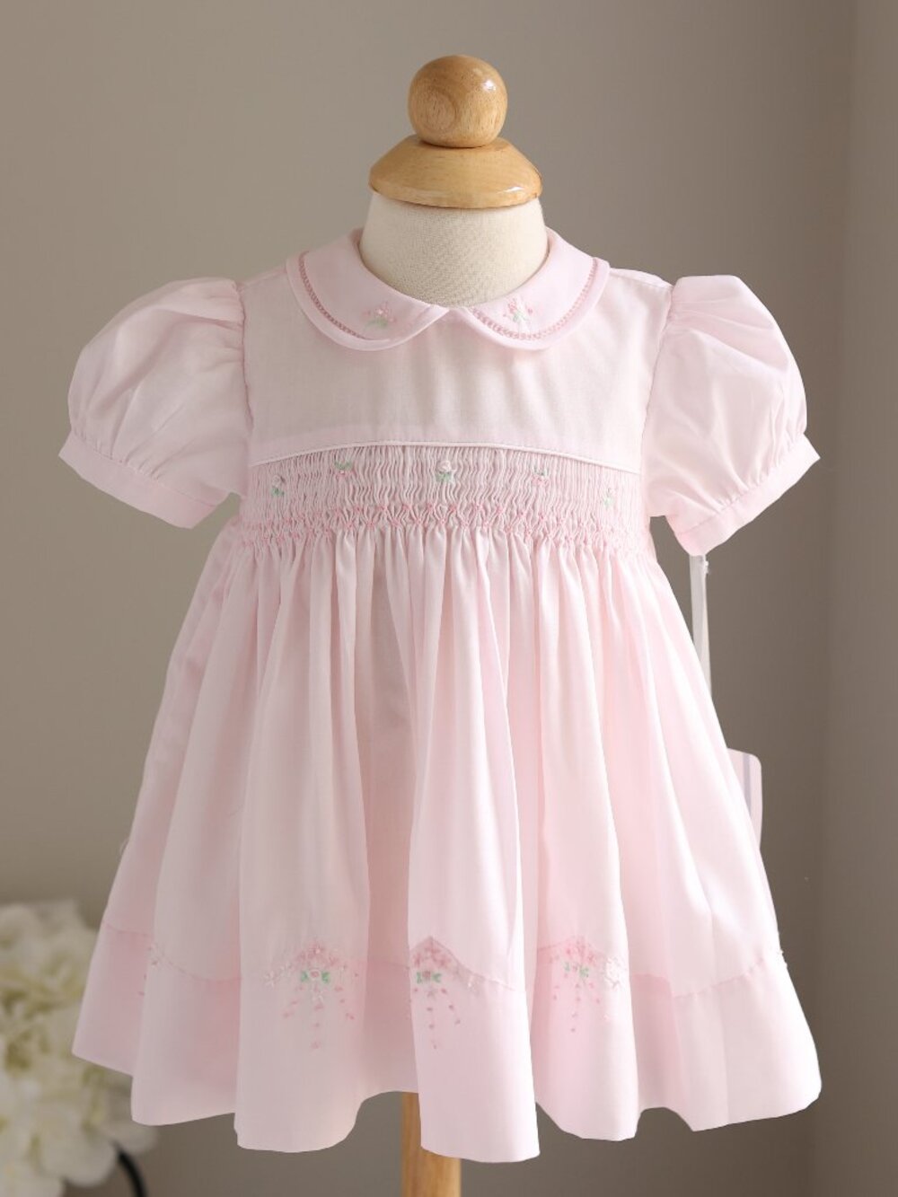 Pink Smocked Dress Set Feltman Brothers Friedknit Hand Embroidery 6 Months NWT